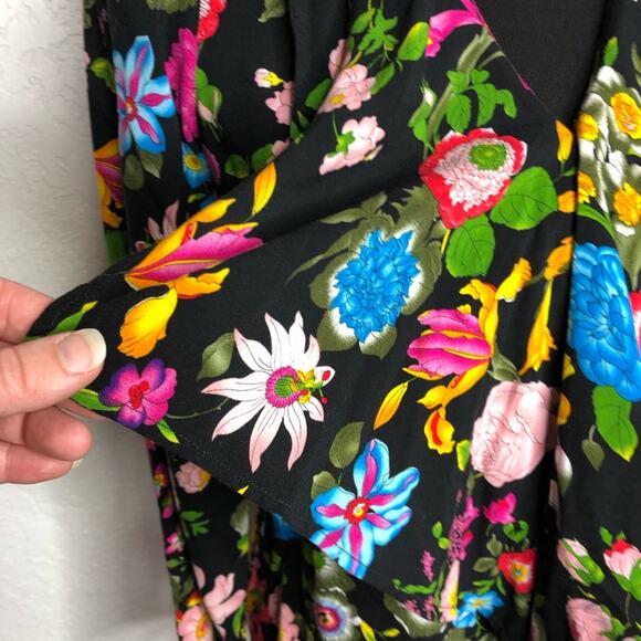 Anthropologie 11 1 Tylho black multicolor floral button down top size Small - Picture 6 of 15